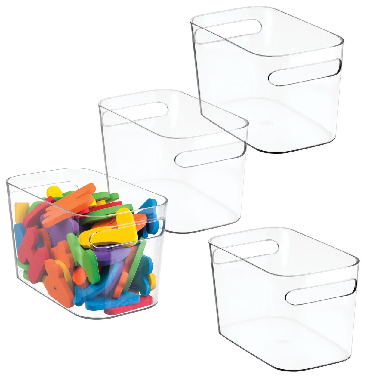 mDesign Plastic Kids Toy Box Storage Organizer Tote Bin, 10" Long, 4 Pack
